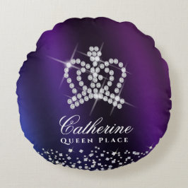 Cojín Redondo Glittering Crown Purple Blue