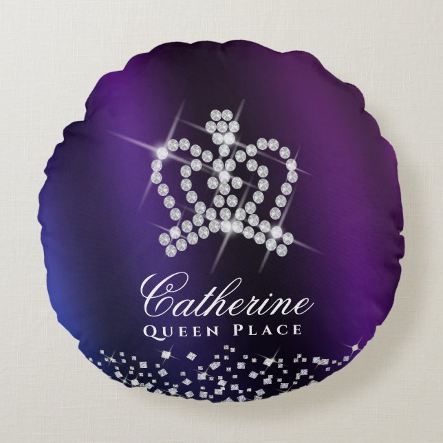 Cojín Redondo Glittering Crown Purple Blue (Anverso)