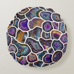 Cojín Redondo Glittering Geode Mosaic