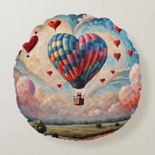 Cojín Redondo Globo aerostático con forma de corazón