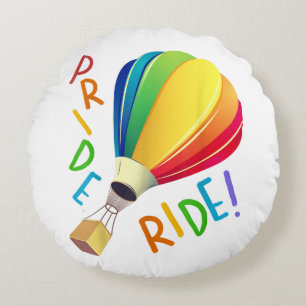 Cojín Redondo Globo aerostático divertido del Orgullo Gay con pa