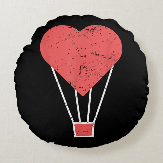 Cojín Redondo Globo de aire caliente Heart Cute (Anverso)