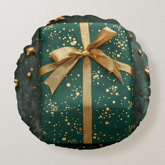 Cojín Redondo Globo de caja de regalo elegante (Anverso)