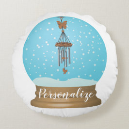 Cojín Redondo globo de nieve con parabrisas de mariposa