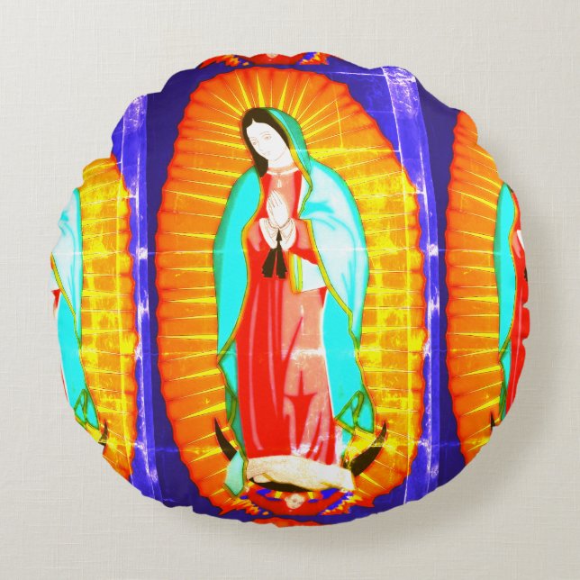 Cojín Redondo Gloria A Nuestra Señora De Guadalupe (Anverso)