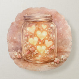Cojín Redondo Glowing Heart Jar Round Pillow