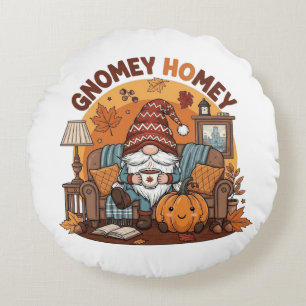 Cojín Redondo Gnome diseño de calabaza estacional en casa