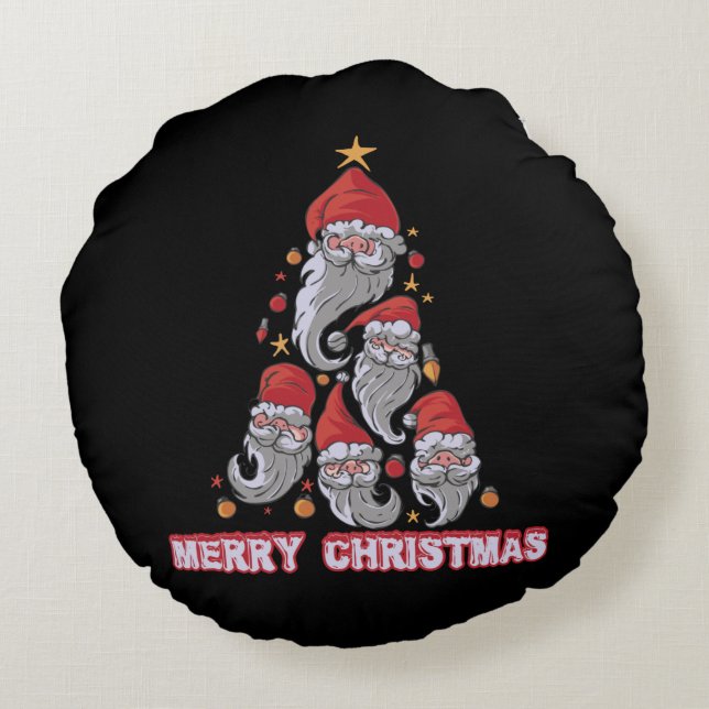 Cojín Redondo Gnomes Santa Hat (Reverso)