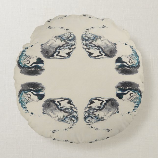 Cojín Redondo Go With the Flow - Acrylic Pouring (Anverso)