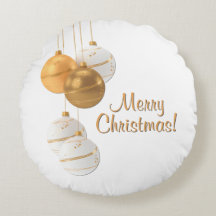 Gold and White Christmas Balls Custom Text