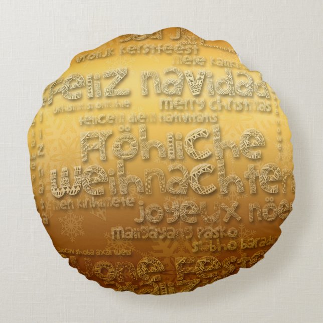 Cojín Redondo Gold International Weihnachten Navidad R Pillow (Reverso)