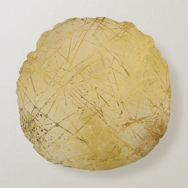 Cojín Redondo Gold Mustard Yellow Pattern, Modern, Luxury (Anverso)