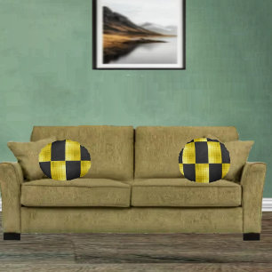 Cojín Redondo Gold-Paneled-Negro-IV