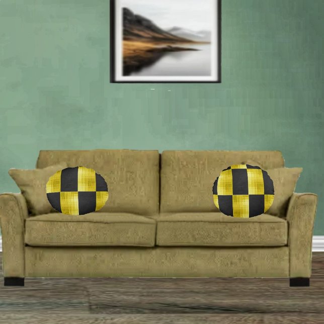 Cojín Redondo Gold-Paneled-Negro-IV (These attractive round pillows, jazzes up your home decor!)