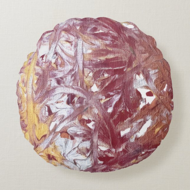 Cojín Redondo Gold, Silver, Red, Rose Gold, Marble Artwork (Anverso)