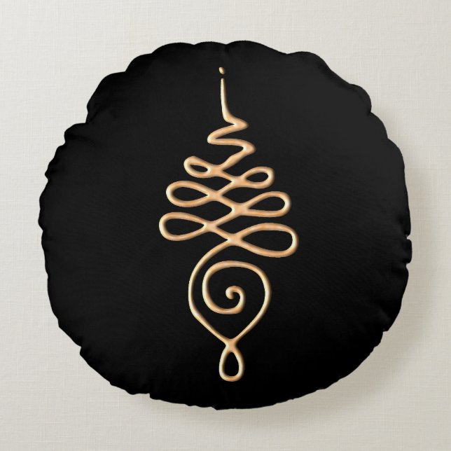 Cojín Redondo Gold Unalome  (Anverso)