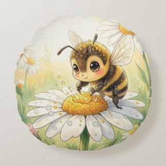 Cojín Redondo Golden Bumblebee in Bloom Dance