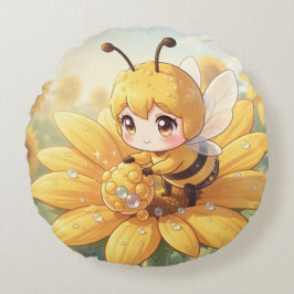 Cojín Redondo Golden Bumblebee in Bloom Dance.1