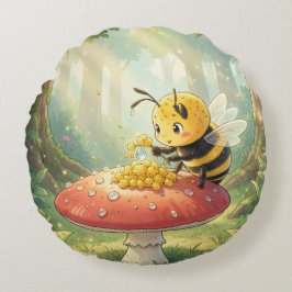 Cojín Redondo Golden Bumblebee in Bloom Dance.2