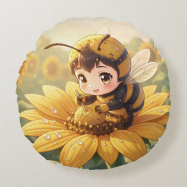 Cojín Redondo Golden Bumblebee in Bloom Dance.3