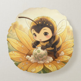 Cojín Redondo Golden Bumblebee in Bloom Dance.8