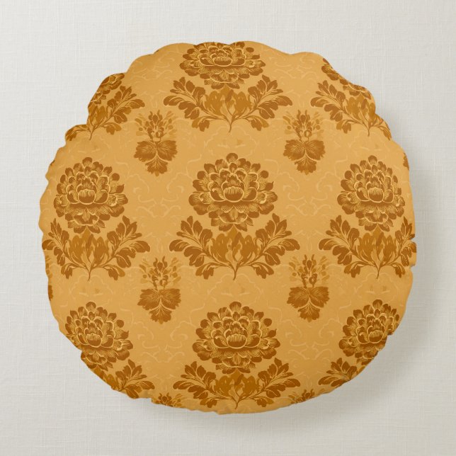 Cojín Redondo Golden Damask Floral Pattern (Anverso)