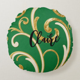 Cojín Redondo Golden Elegance Moss Green pattern