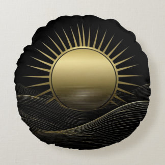 Cojín Redondo Golden Horizon Sun Minimalist Decor Pillow Gift