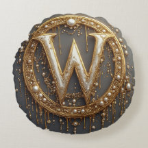 Golden Monogram Initial Letter W