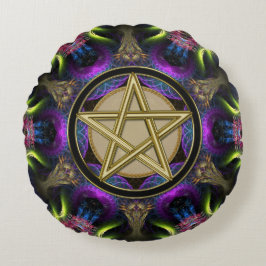 Cojín Redondo Golden Pentacle Magick