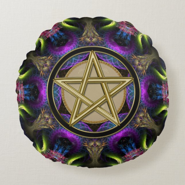 Cojín Redondo Golden Pentacle Magick (Anverso)