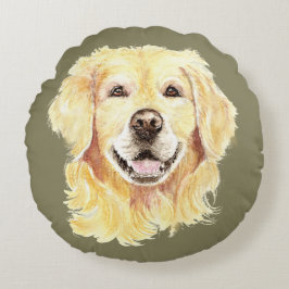 Cojín Redondo Golden Retriever Dog Mascota Animal Art