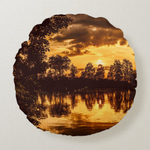 Cojín Redondo Golden Twilight Sunset