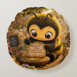 Cojín Redondo Goldene Hummel im Blütentanz.10
