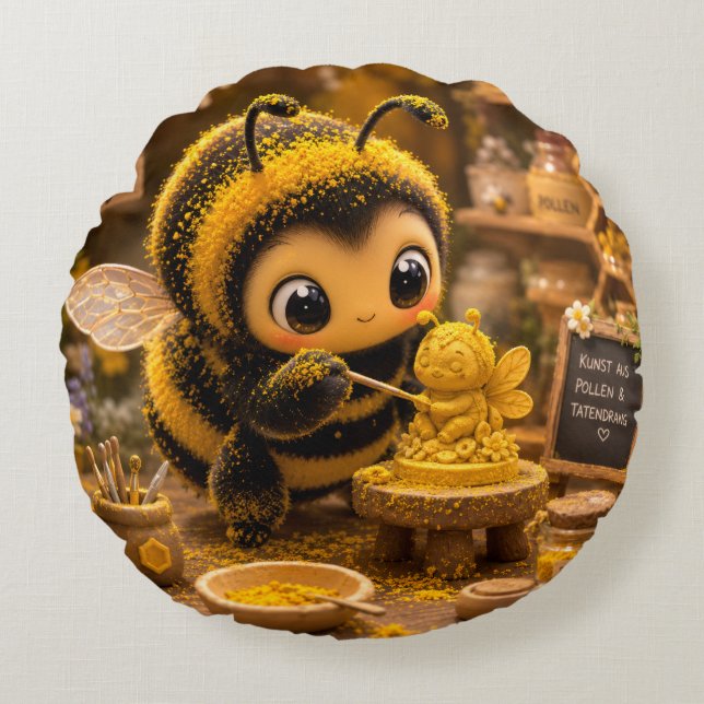 Cojín Redondo Goldene Hummel im Blütentanz.12 (Anverso)