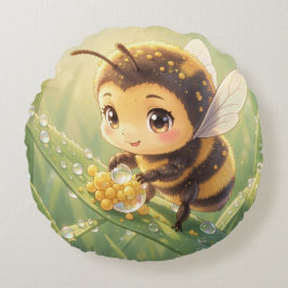 Cojín Redondo Goldene Hummel im Blütentanz.8