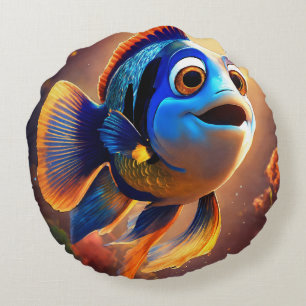 Cojín Redondo Goldy con peces azules