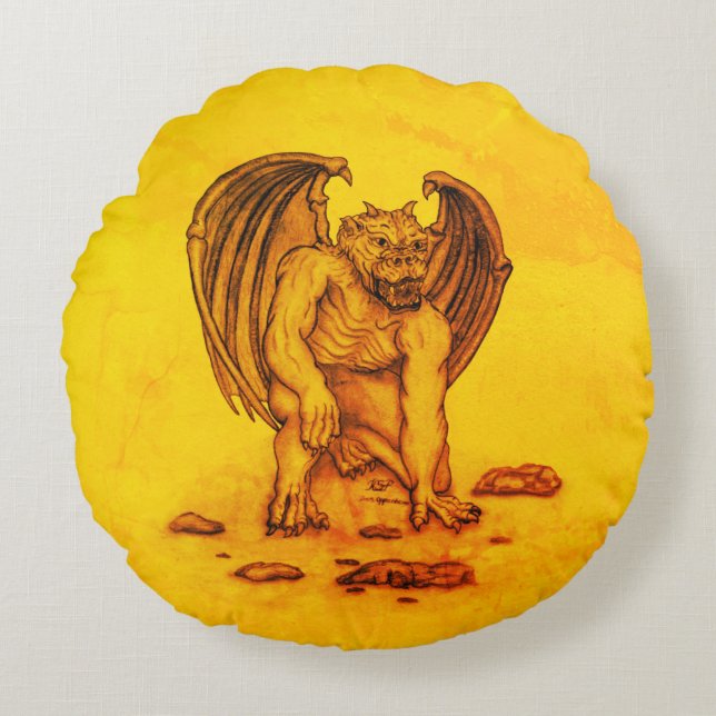 Cojín Redondo Golem Gargoyle (Anverso)