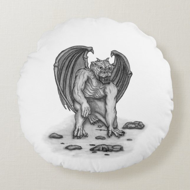 Cojín Redondo Golem Gargoyle (Anverso)