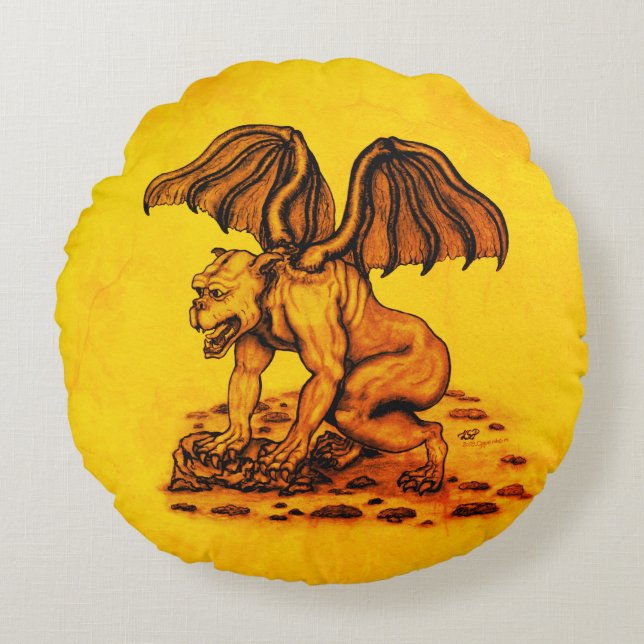 Cojín Redondo Golem Gargoyle (Anverso)