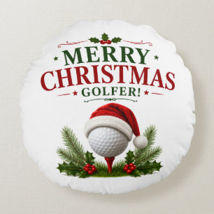Cojín Redondo Golf con tema de Navidad para golfista