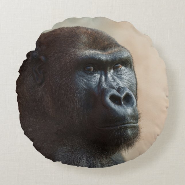 Cojín Redondo Gorilla Lope Close-up (Anverso)
