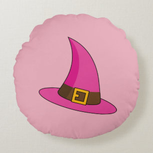 Cojín Redondo Gorra de bruja rosa
