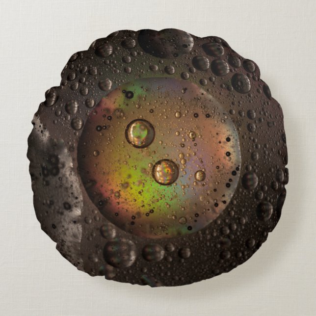 Cojín Redondo Gotas de agua en el panel de vidrio (Anverso)