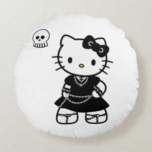 Cojín Redondo Gothic Kawaii Kitty – Almohadón Redondo con Estéti