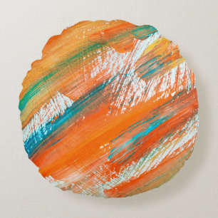 Cojín Redondo Gouache abstracto pintando diferentes colores bril