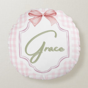 Cojín Redondo Gracia personalizada Niña Niñera Nursery Bow&Gingh