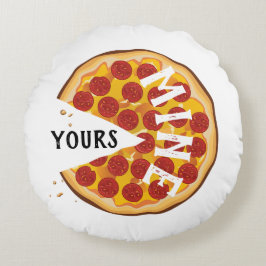Cojín Redondo Graciosa pizza de pepperoni lindo amarillo rojo