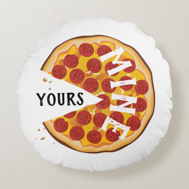 Cojín Redondo Graciosa pizza de pepperoni lindo amarillo rojo (Anverso)