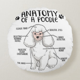 Cojín Redondo Gracioso Anatomía Poodle Dog Standard Poodle Lover